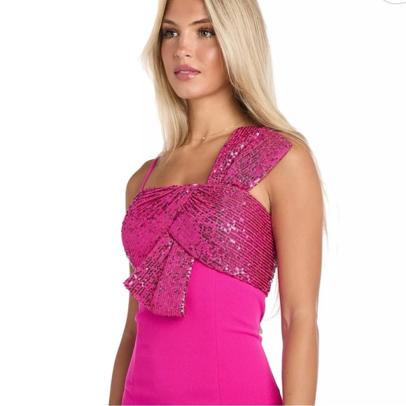 Morgan and Co One-Shoulder Sequin maxi Dress room formal homecoming Barbie - Picture 9 of 10